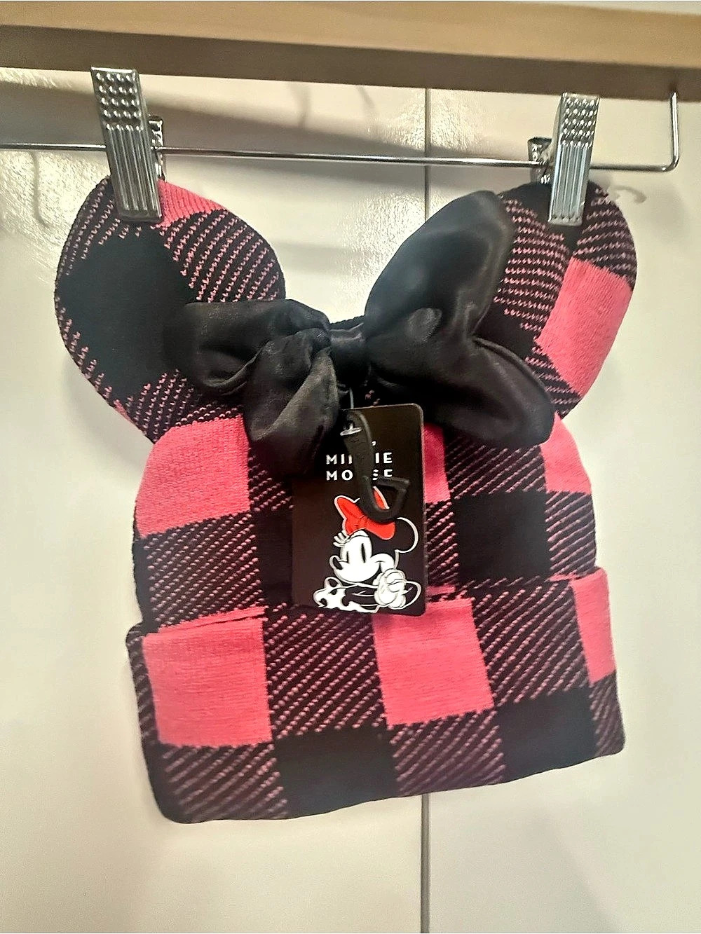 New Disney Minnie ears Plaid Bow Beanie - winter. Gift.